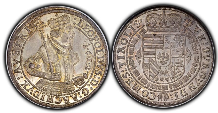 Archduke Leopold V 1632 Taler, NGC MS-67
