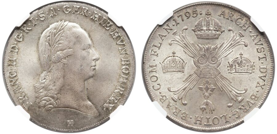 1795-H. Austrian-Netherlands. Emperor Francis II (1792-1795) Kronentaler (Type II). Günzburg Mint… coin