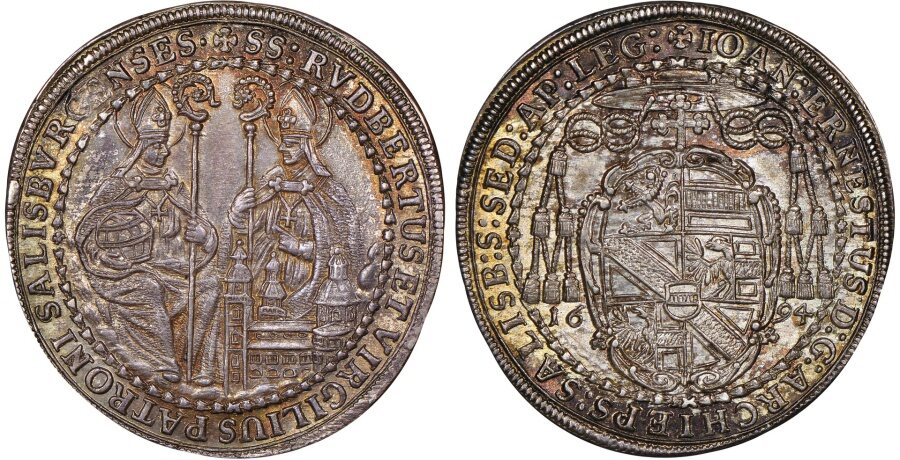 Johann Ernst 1694 Salzburg 1/2 Taler, NGC MS-67